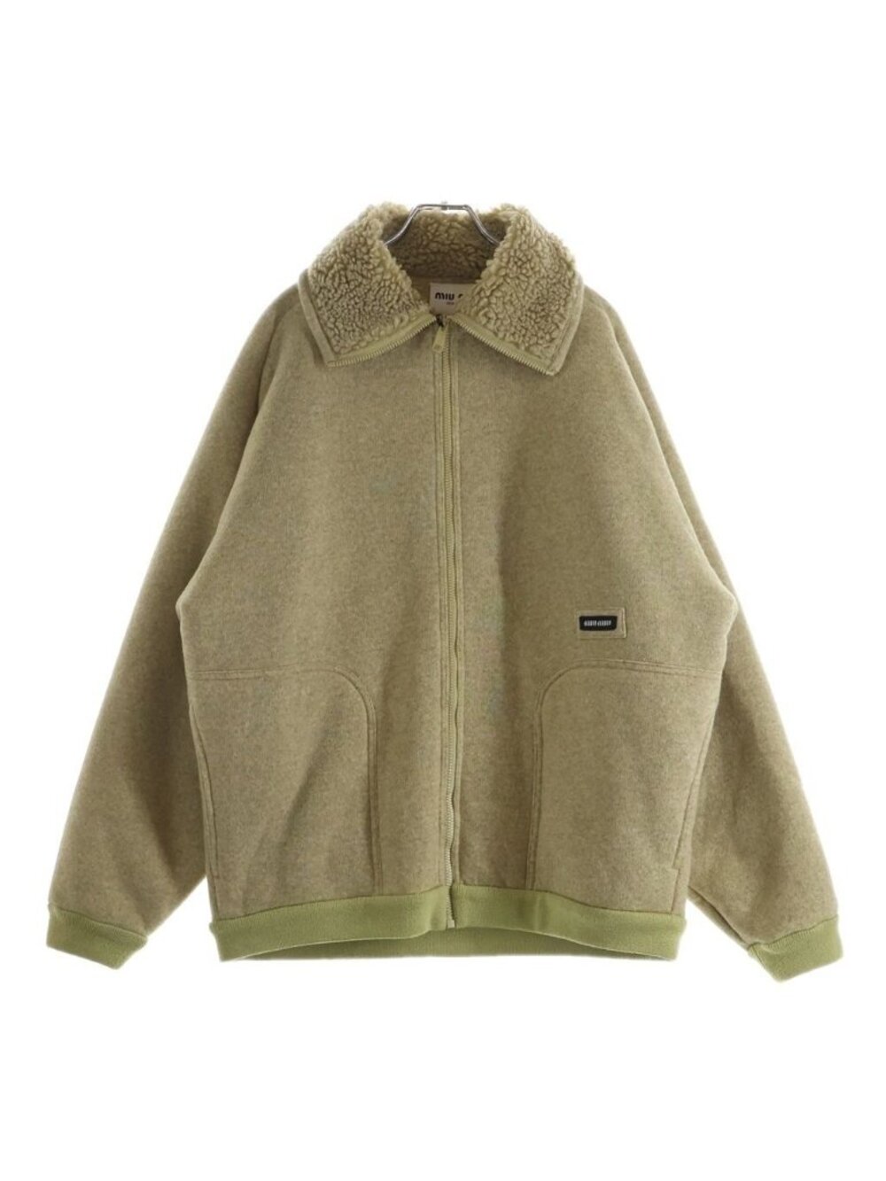Miu Miu Cotton Fleece Zipper Jacket Beige
